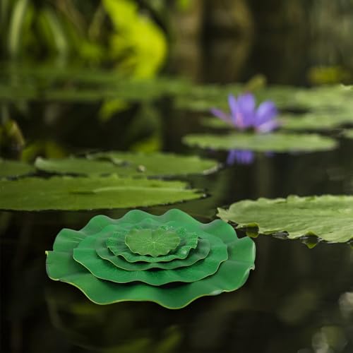 5pcs Simulated Lotus Leaf Ornament Set, Floating Fish Tank and Pond Decor, Vivid Artificial Lotus Leaves in 10cm to 38cm Sizes for Aquarium and Outdoor Water Garden Display