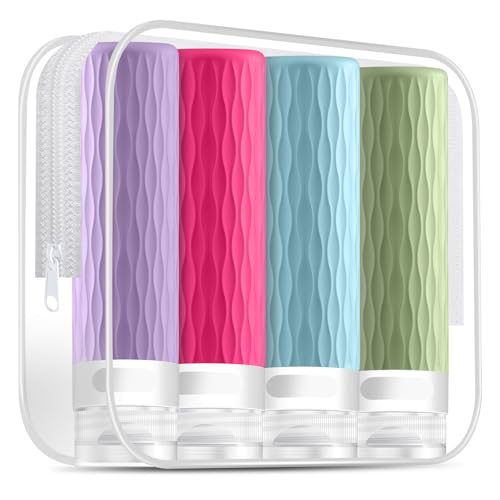 Travel Size Bottles for Toiletries, TSA Approved Travel Containers 3.4oz - color: Lavender,HotPink,SkyBlue,Avocado