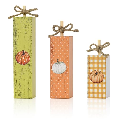 Smile Fall Wooden Decor Signs Set Pumpkin Trio Vertical Harvest Home Decor - style: Pumpkin