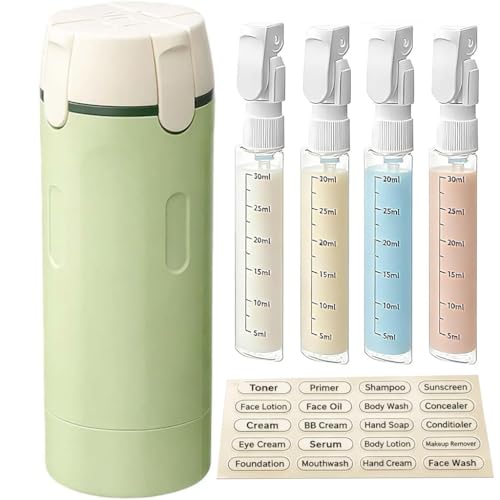 4 in 1 Travel Dispenser Bottle Travel Size Lotion Containers Refillable Toiletry Bottles for Shampoo Toiletries Green - color: Green