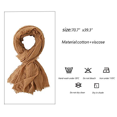 EVQ Soft Cotton Hemp Scarf Wrap Long Hijab Scarves for Women - color: Black+brown+gray