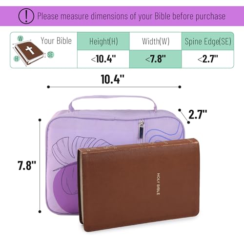 Mr. Pen- Bible Cover Case | Carrying Book Case with Durable Handle and Zippered Pocket, Bible Protective Church Bag for Men & Women, Christian Gifts - color: Pale Purple