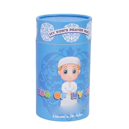 Pssopp Pray Rug for Kids, Thick and Soft Convenient to Carry Not Easy Fade Children Meditation Mat with Tassel Pray Beads Pendant Cylinder for Worship (Blue) - color: Blue