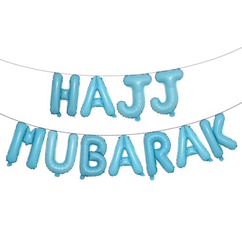 HAJJ MUBARAK Party Balloon for Festival Gathering Decorations Eid Mubarak Party Supplies Decorations (HAJJ MUBARAK Light Blue) - color: Hajj Mubarak Light Blue