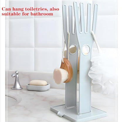 2 PCS Kitchen Glove Holder Kitchen Glove Stand Holder Rubber Glover Drying Dryer Rack Reusable Rubber Mitten Clothes Drying Rack for Dish Gloves and Rags, Pink and Blue