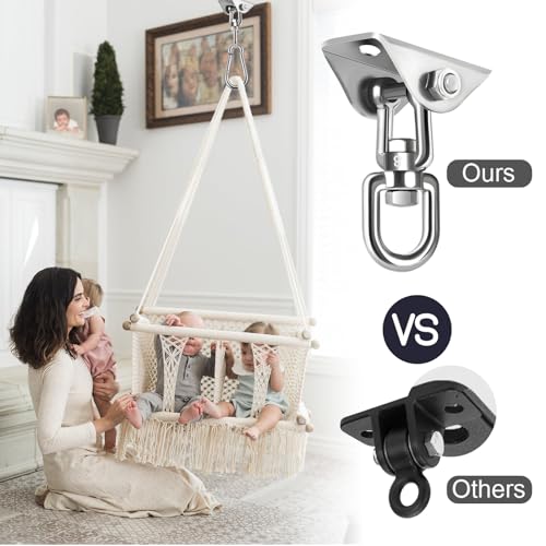 Hammock Hanging Kit, 2 Pack Hanging Chair Hardware 360°Rotating Hammock Hooks Heavy Duty, Hammock Chair Hanging Kit & Swing Ceiling Hook Snap for Hammock Chair,Heavy Bag,Seat,Yoga,Gym,1000 lb Capacity