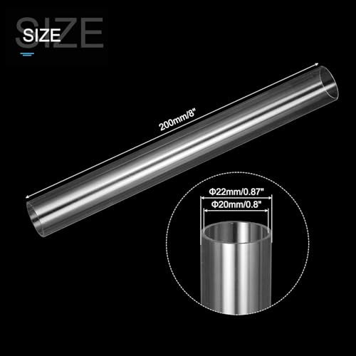 MECCANIXITY Clear Storage Tube 20x22mm Small Plastic Round Tubing with Caps Rigid Bottle Container 200mm/8 Inch for Item Stored - size: 20x22x200mm