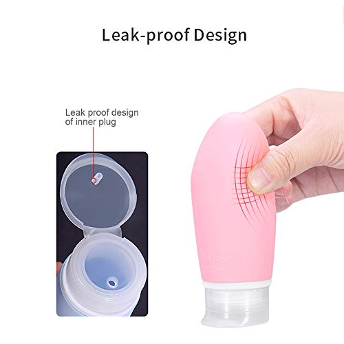 4 Pack 100 ml Portable Travel Bottles, Leak Proof Refillable Squeezable 3.4 fl. oz Silicone Tubes Travel Size Toiletries Containers, Carry On Travel Accessories for Shampoo Liquids by JinZeFa