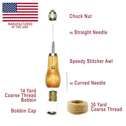 Speedy Stitcher Sewing Awl Kit with 180-yard Tube of Thread, Natural - size: Sewing Awl - Kit with 180-Yard Tube of Thread