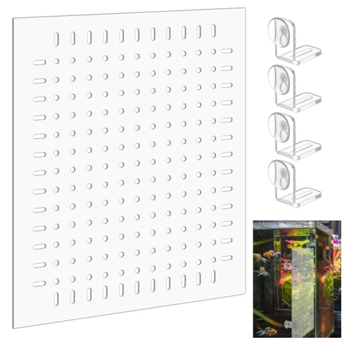 PH PandaHall Acrylic Fish Tank Divider Kit Clear Aquarium Divider Fish Tank Separator Set with Suction Cups Isolation Grid Board Flapper Dividing Net for Separating Fishes Accessories 11.8x9.8 inch