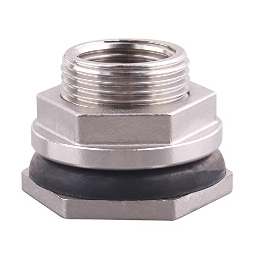DERNORD 1/2” Female Bulkhead Water Tank Connector Stainless Steel Bulkhead Fittings - size: 1/2 Inch, style: Pack of 1