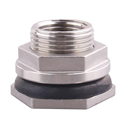 DERNORD 1/2” Female Bulkhead Water Tank Connector Stainless Steel Bulkhead Fittings - size: 1/2 Inch, style: Pack of 1