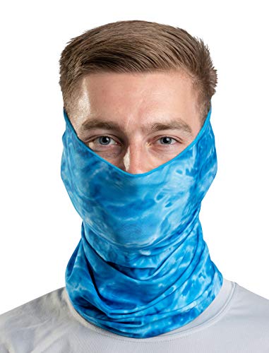 Aqua Design Fishing Hunting Masks Neck Gaiter: Men and Youth UPF 50+ Sun Mask Protection: Camo Face Cover Balaclava Bandana - color: Royal Ripple, size: Small