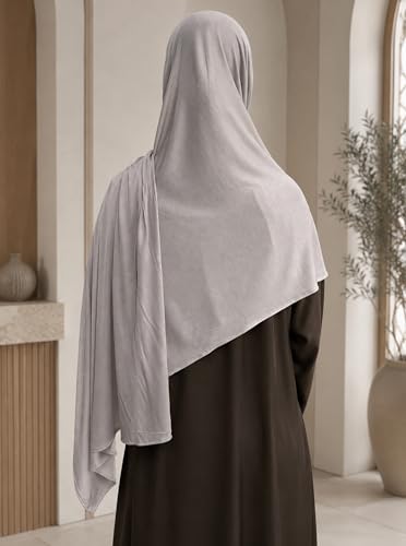 Premium Stretch Cotton Gradient Scarf for Women, Soft Jersey Wrap Shawl, Lightweight Ombre Hijab for Everyday Wear - color: Mctlo2537-beigegrey
