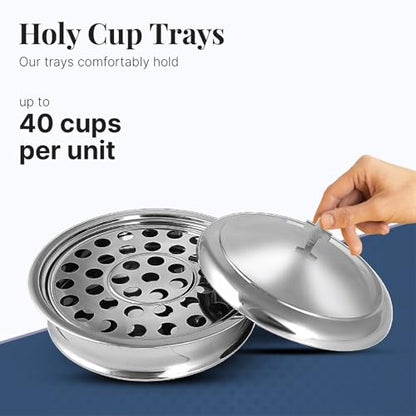 Communion Tray for Church with Lid, Stainless Steel - Set of 2 Trays
