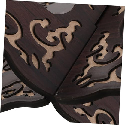 Angoily 2pcs Carved Wooden Book Stand for Desk – Ornate Scripture Reading Holder, Hands-Free Recipe and Religious Book Rest, Black and Red, Tabletop Display for Bible Quran Gita