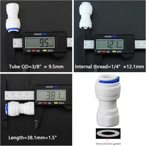 1/4"x3/8" Push Quick Connector, 5 Pcs Plastic RO Water Fitting | Plastic quick connector for RO and beverage systems. Fits 3/8" hose (1/4" thread size, NOT 9/16"). Leak-proof design. - style: 1/4" Female Thread to 3/8" Quick-Connect Straight