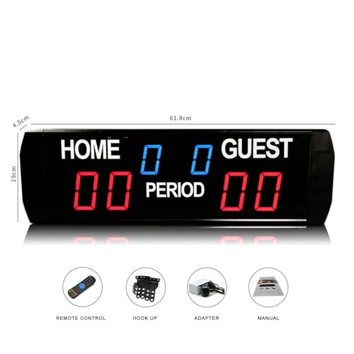 Electronic Indoor Scoreboard, Clearly Visible, LED Electronic Indoor Basketball Game Scoreboard, Volleyball Game Infrared Remote Control Desktop Scoreboard,Black