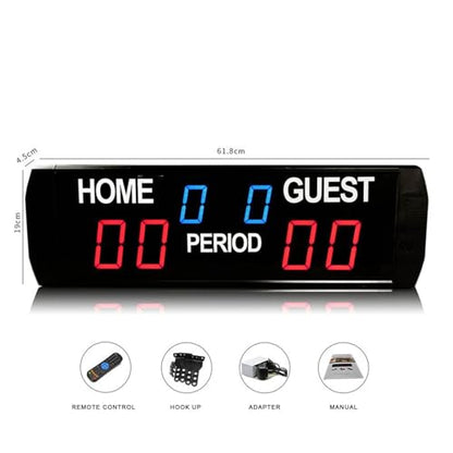 Electronic Indoor Scoreboard, Clearly Visible, LED Electronic Indoor Basketball Game Scoreboard, Volleyball Game Infrared Remote Control Desktop Scoreboard,Black