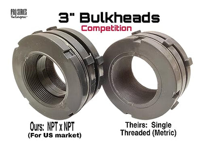 3" PRO Series PVC Bulkhead Tank Fitting Adapter W/Dual Locking Nuts for Pools, Aquariums, Water Tanks, Ponds - size: 3 Inch