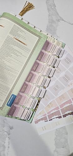 Al Bayan Quran Tabs - 114 Surah + 6 Blank +30 Juz Tabs - Premium Vinyl with Gold Foil Lettering - Laminated Quran Indexing System with Alignment Guide (Pastels - English) - color: Pastels - English