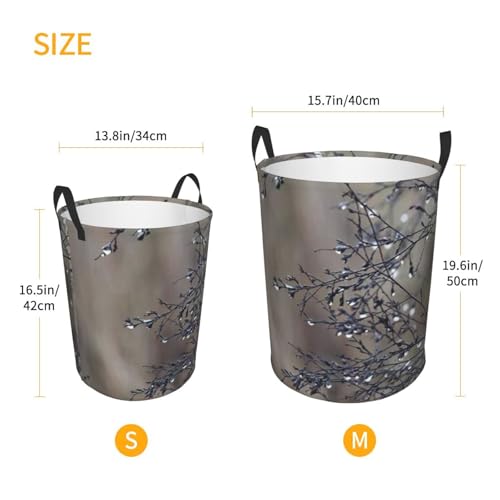 Botanical Creative Dew Drop Plant Nature Round Waterproof Oxford Cloth Laundry Basket Multi-Purpose Storage Basket Toys Books Clothes Storage Basket - color: Black 4