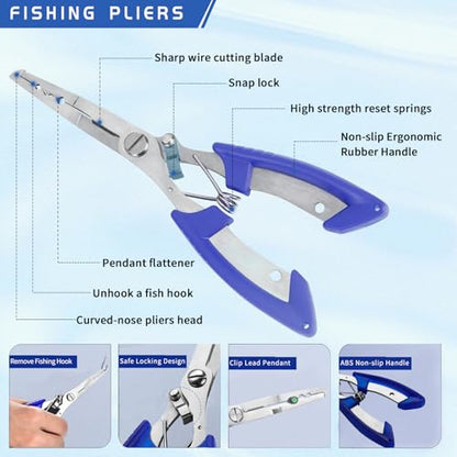XBLACK Fishing Tool Kit Fishing Pliers Fish Gripper Fishing Scale Fish Grip Tools Set Saltwater Resistant Fishing Gear - color: 6 Piece Set - A