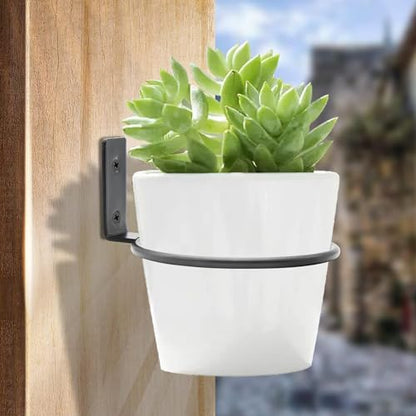 Jiozermi 6 Pack 5 inch Flower Pot Holder Ring, Matte Black | Flower Pot Holder Ring Wall Mounted Set Wall Mounted Metal Planter Hanger Matte Black Hanging Plant Holder - size: 5 Inch-6Pcs