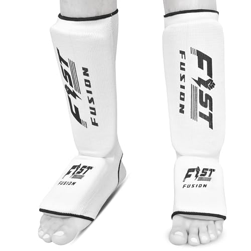 Muay Thai Shin in Step, Kickboxing MMA Boxing Training Elasticated Breathable Leg Foot Guard Socks Pair - color: White, size: X-Small