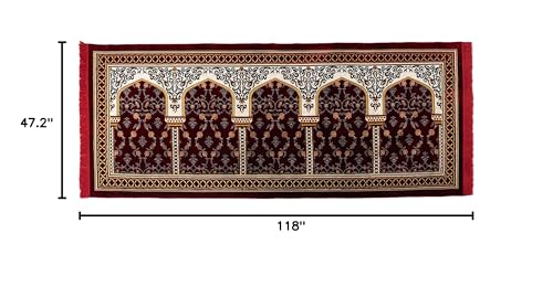 Modefa Turkish Islamic Prayer Rug - Multi Person Janamaz Sajada for Family or Large Gathering & Group Praying Carpet - Wide Plush Velvet Praying Mat (Long 5 Person Red) - color: Long Red