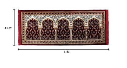 Modefa Turkish Islamic Prayer Rug - Multi Person Janamaz Sajada for Family or Large Gathering & Group Praying Carpet - Wide Plush Velvet Praying Mat (Long 5 Person Red) - color: Long Red
