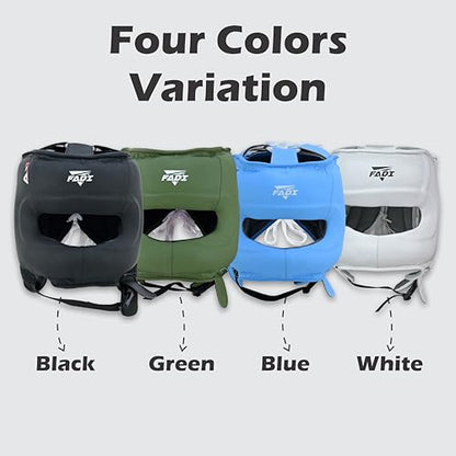 A1 Boxing Sparring Headgear – Face Saver Head Guard with Nose Protection, Cowhide Leather Boxing Headgear for MMA, Muay Thai & Kickboxing Training - color: Blue, size: Large-X-Large