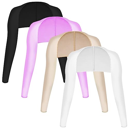 Yookat 4 Pieces Cooling Shawl Golf Cooling Shawl Arm Sleeve Sun Protection Golf Shrug for Women Men Outdoor Sports - color: Black, White, Purple, Nude