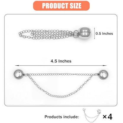 Ouliget Multi-Function Magnetic Clothing Clips,Pinless Brooch Chain Magnetic Buttons Shawl Clips for Hijab, Loose T-Shirt Hems, Sleeves, Collar and Pants Hems,4 Pieces (Silver Bear) - color: Silver Bear
