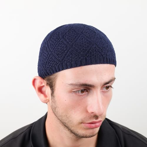 Muslim Kufi Hats for Men, Velvet Crochet Islamic Prayer Cap, Stretchable, Breathable Knit Skull Beanie,Standard Size - color: Oltu- Mix 1