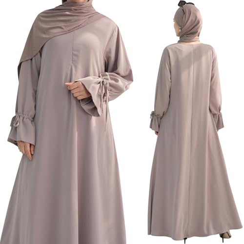 khalat Women's Muslim Kaftan Abaya Dress Eid Prayer Dress for Women Islamic Daily Dress Smooth Flowy Muslim Women Clothes - color: Taro, size: Medium