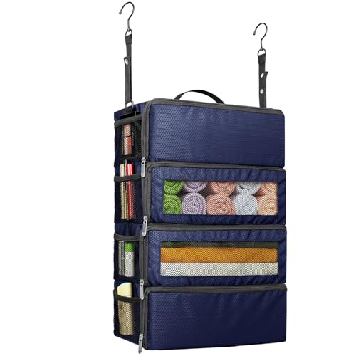 Suitcase Organizer, Hanging Travel Luggage Organizer Shelves Carry On Bag - color: Blue-M, size: Medium
