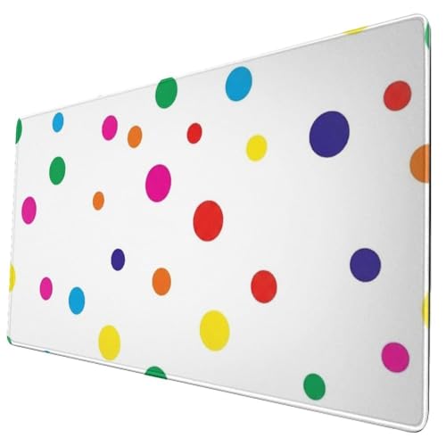 Large Computer Desk Protector Pad Retro Colorful Geometric Polka Dots Rainbow, Gaming Mousepad with Stitched Edge for Daily Office Use - color: Pattern (152), size: 29.5L x 15.8W inches