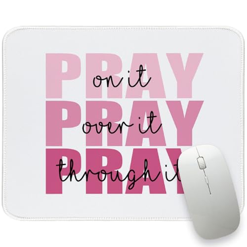 UTELKA Pink Mouse Pad Aesthetic Christian Small Mouse Pads 10.2x8.2 | Pray Over It Pray Through It, Religious Jesus Mousepads For Office, Scripture Church Gifts For Women,Christian Office Decor - color: Pink Pray on it, size: 10.2L x 8.2W inches