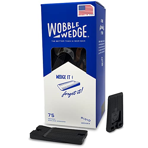 Wobble Wedge Rigid Heavy Duty Leveling Plastic Shims, Black, 75-Pack | Made in USA Rigid Shims with Tough, Durable, Interlocking Non-slip Grip Design; Multipurpose Leveling for Varied Projects - size: 75