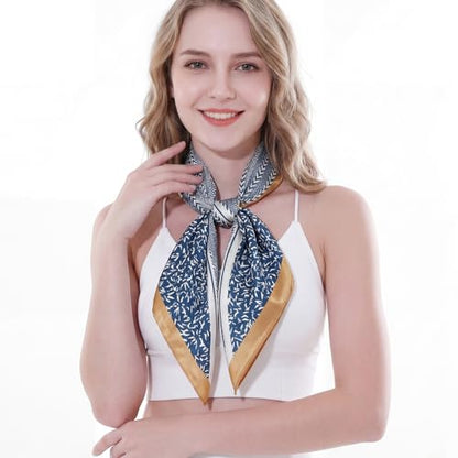 RIIQIICHY Head Scarf for Women Like Silk Satin Scarf for Hair Wrapping at Night Bandana Square Scarf for Sleeping 35 Inch - color: Dusty Blue Stripe