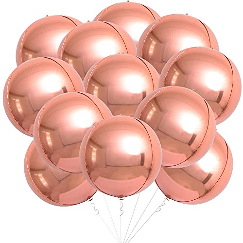 KatchOn, Giant Rose Gold Balloons - 22 Inch, Pack of 12 | Rose Gold Foil Balloons for Birthday Party Decorations | Mylar Balloon for Birthday, Bridal Shower, Baby Shower, Anniversary Decorations - color: Rose Gold