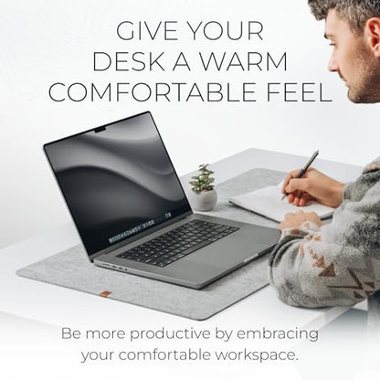 Nordik Felt Desk Mat - Large Felt Desk Pad - Marle (35 x 17 inches) | Premium Desk Matt for Desktop, Full Desk Keyboard Mouse Pad, High Quality Felt and Non-Slip Rubber Liner for Home and Office - color: Marle