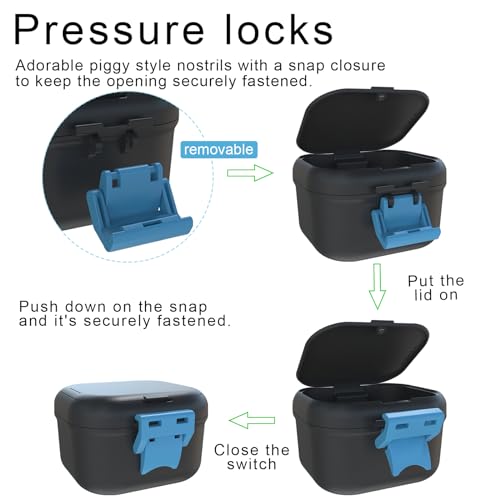 BVN Upgraded Leak Proof Denture Bath Cup with Strainer | Portable Denture Soaking Box with Storage Compartment, Travel Retainer Cleaning Case for Dentures, Braces & Mouth Guards - color: Black+blue