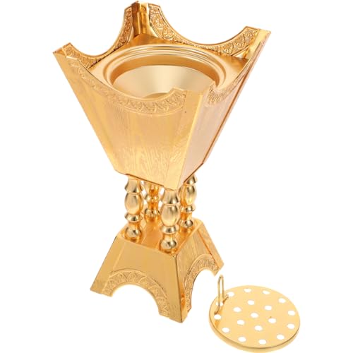 Arabic Incense Burner, Gold Metal Bakhoor Holder with Lid