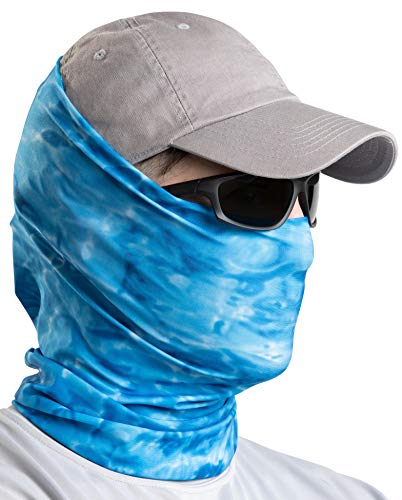 Aqua Design Fishing Hunting Masks Neck Gaiter: Men and Youth UPF 50+ Sun Mask Protection: Camo Face Cover Balaclava Bandana - color: Royal Ripple, size: Small