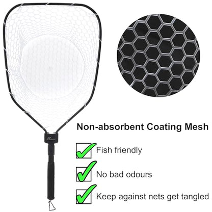 GOODCAT Fly Fishing Net, Bass Trout Landing Net, Folding Fishing Nets Fresh Water, Safe Fish Catching or Releasing, Fly Fishing net Magnetic Release - color: A:Square-Extend Length:24.6"