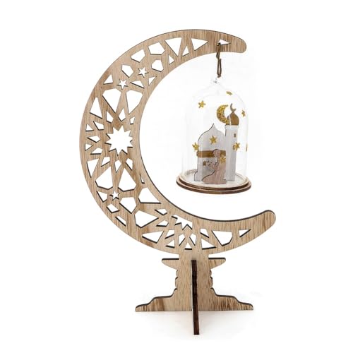Wooden Moon Lantern Ornaments, Handicrafts, Home Decorations, Craft Gifts and Decorations(Yellow Star Moon)