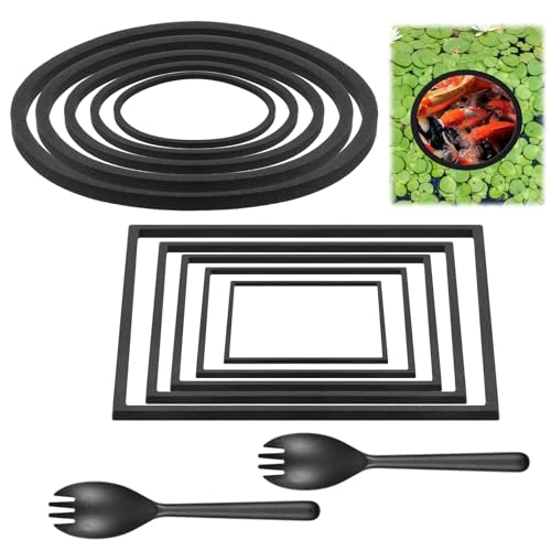 Hariendny 10 Pack Fish Feeding Ring Aquarium Floating Plant Barrier Round and Square Floating Aquarium Plant Corral Foam Fish Feeder Rings Fish-Tank Accessories for Betta Goldfish Floating-Plants