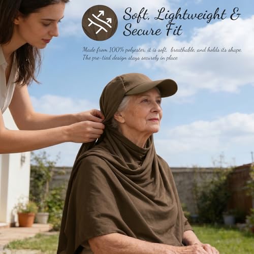 ZLYC Women Muslim Hijab Scarf with Visor Built-in Undercap Sun Protection Headwrap - color: Solid Khaki